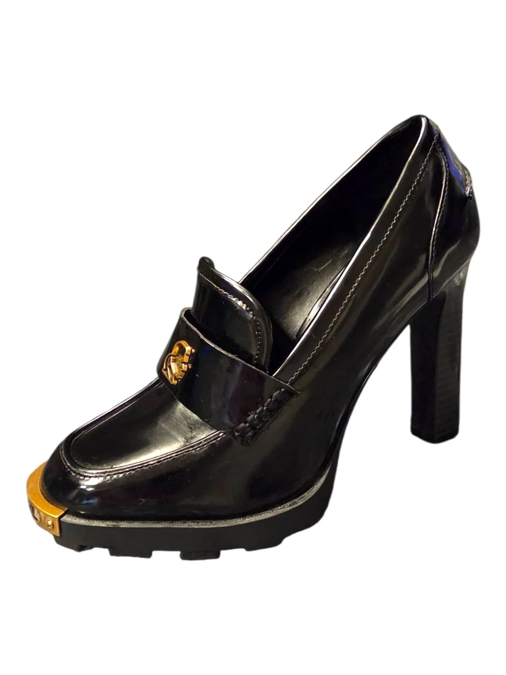 Karl Lagerfeld Size 8.5 VIRNA Black Patent Leather Platform Loafers - NWT